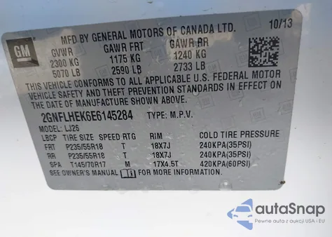 2014 Chevrolet Equinox Ltz из США, поврежденный, VIN 2GNFLHEK6E6145284